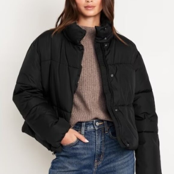 New w Tag $80 Black Relaxed Fit Puffer Jacket Coat M - Picture 1 of 2